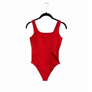 OQQ Pink Ribbed Sleeveless Square Neck Tank Top Bodysuit Size Medium